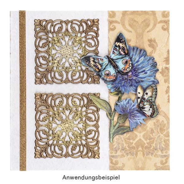 Metall-Ornamente, Design 36, 6,5cm x 6,5cm, hellgold, 4 Stück