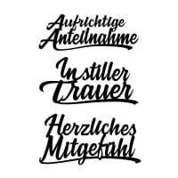 Stanzschablonen, Schriften, Kondolenz 2, 3,2cm bis 8,5cm, 3 Stück