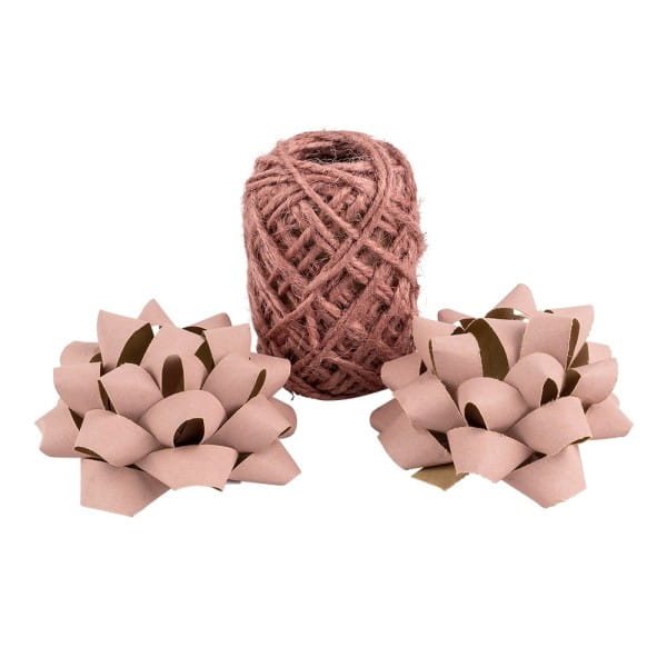 Geschenkband- & Schleifen-Mix, Jute & Kraftpapier, 2 Schleifen, 1 Geschenkband, Rosatöne