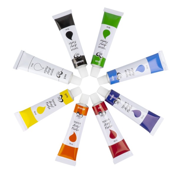 Textur-Acrylfarben, 8 verschiedene Farben, je 18ml
