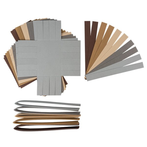 Flechtkörbe aus Papier, zum Selberflechten, 12cm x 8cm x 6,5cm, Braun-,Grau-,Beigetöne, 10 Stück