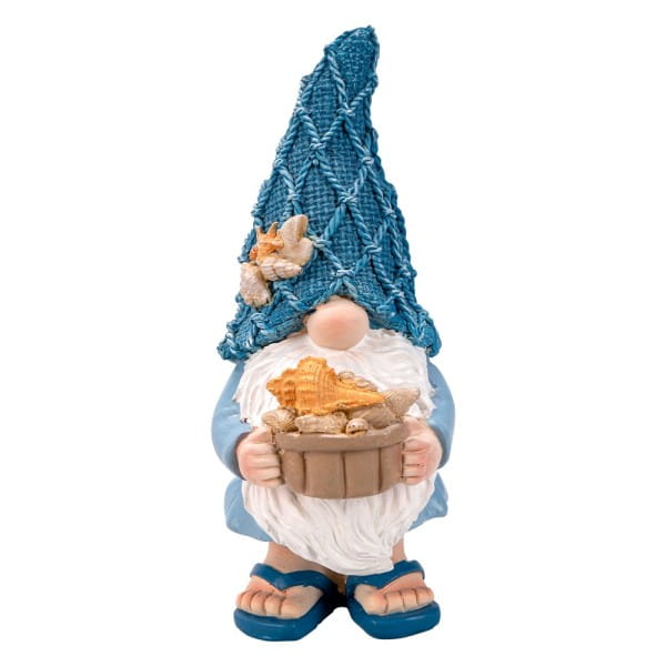 Deko-Figur, Wichtel mit Muscheln 1, 7,1cm x 8,6cm x 17,6cm
