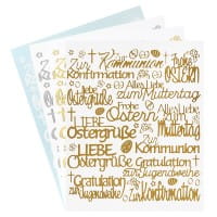 Stickerbogen "Handlettering Art", Anlässe, gold, silber, weiß, 20cm x 23cm, 4 Bogen