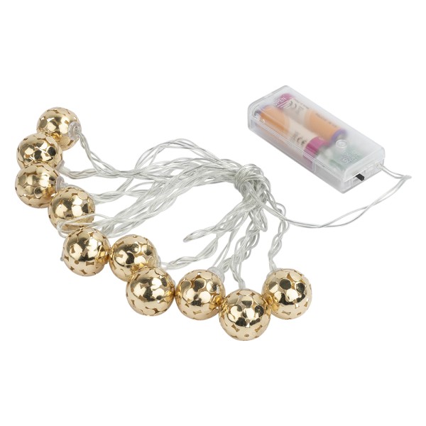 LED-Lichterkette, Ornament-Kugel 2, hellgold, 10 LEDs in Warmweiß, Timer
