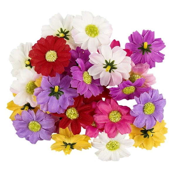 Deko-Blüten, Margerite 2, Ø 4cm, verschiedene Farben, 27 Stück | Blütenköpfe | Floristik | Deko- & Geschenkartikel