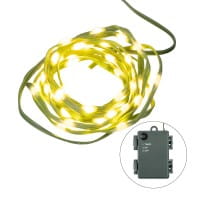 LED-Micro-Lichterkette, warmweiß, inkl. Timer, grünes Soft-Kabel, 50er