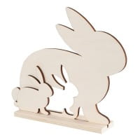 Hase mit Hasenkind, aus Holz, zum Aufstellen, 21,7cm x 4cm x 18,1cm