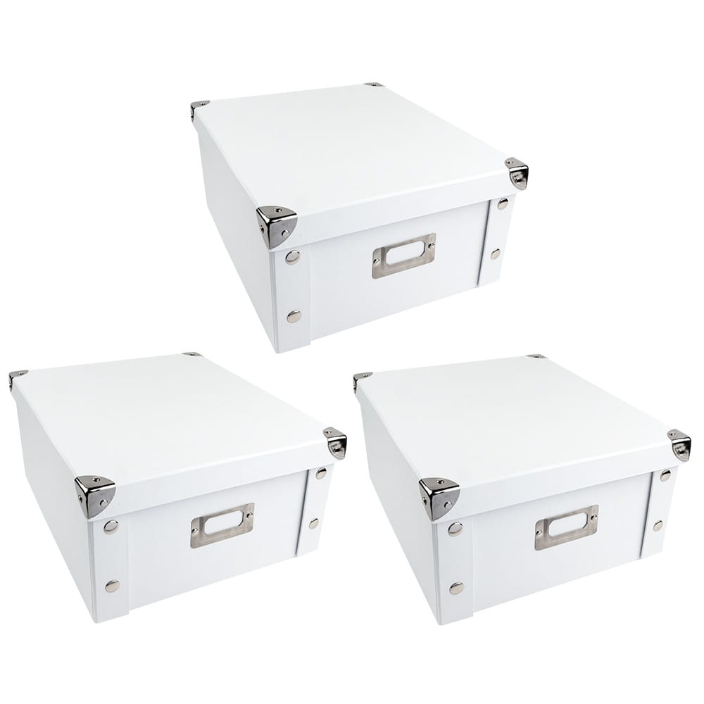 Ordnungsboxen, faltbar, mit Deckel, 31cm x 26cm x 14cm, weiß, 3 Stück | Sonstige | Geschenktaschen & Boxen | Deko- & Geschenkartikel