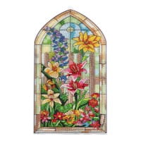 Diamond-Painting-Fensterbild, Glaskunst-Optik XL, Blumenvielfalt, 19,8cm x 35,5cm, 500µ