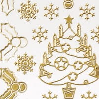 Sticker, Weihnachtsbäume & Ilex, Perlmuttfolie, gold