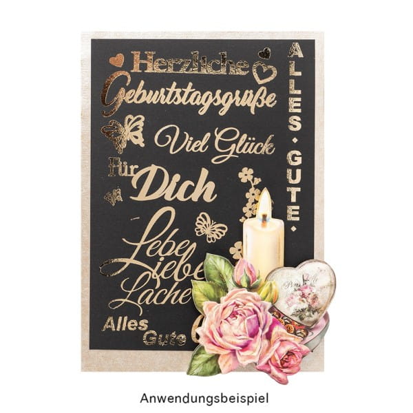 Premium-Transfers, Wünsche rund ums Jahr, 10cm x 30cm, Goldfolie, 10 Bogen