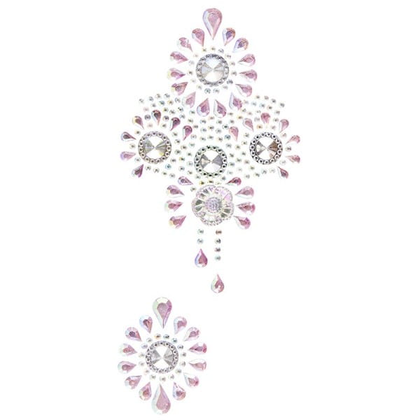 Kristallkunst, Broschen-Ornament, 10cm x 30cm, selbstklebend, klar irisierend, rosa irisierend