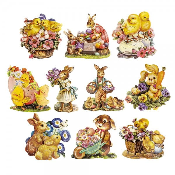 3-D Motive, Ostern, Gold-Gravur, 5,5-8cm, 10 Motive