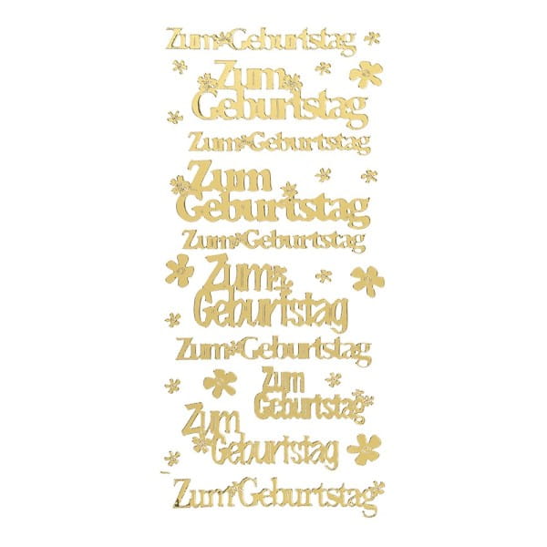 Sticker, Zum Geburtstag, Spiegelfolie, gold