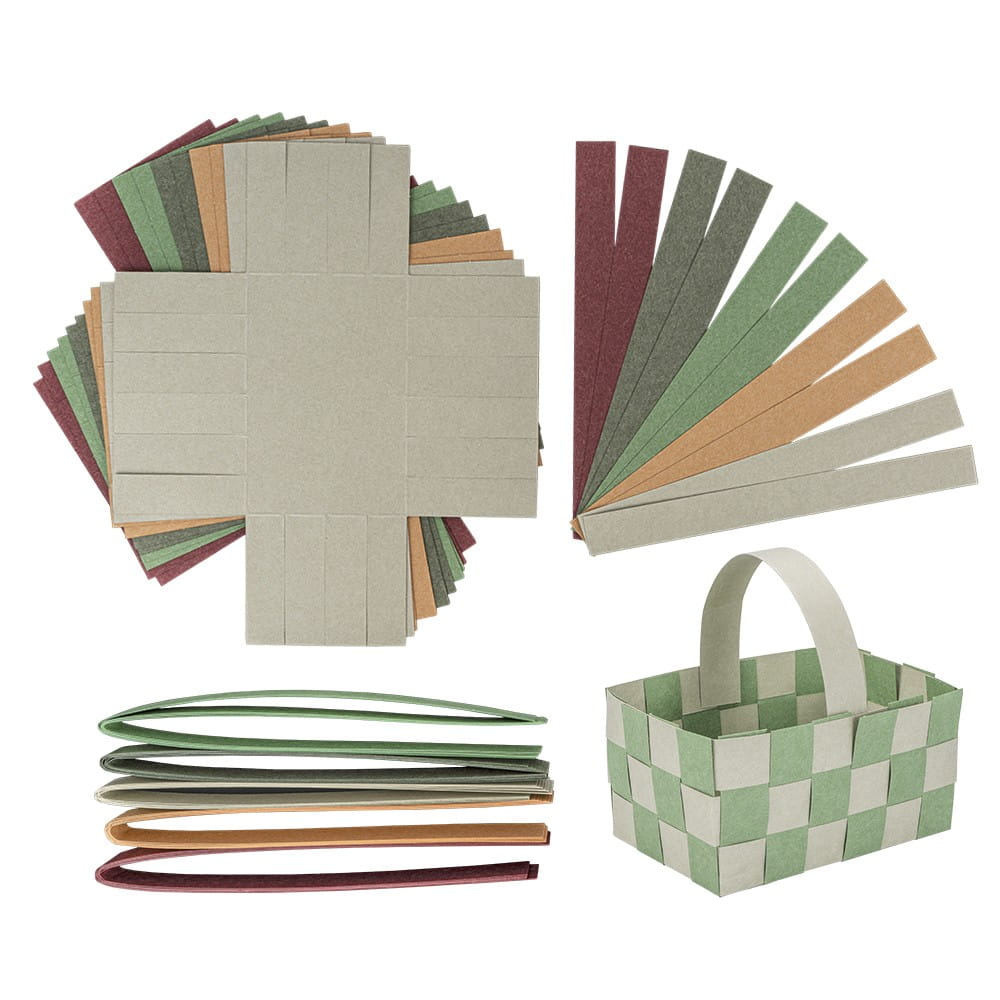 Flechtkörbe aus Papier, zum Selberflechten, 12cm x 8cm x 6,5cm, Grün-,Braun-,Grautöne, 10 Stück | Taschen & Boxen aus Papier | Geschenktaschen & Boxen | Deko- & Geschenkartikel