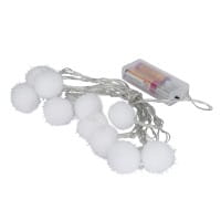 LED-Lichterkette, irisierende Pompons, weiß, 10 LEDs in Warmweiß, 3,5m lang, Timer | Lichterketten | LED & Leucht-Deko | Deko- & Geschenkartikel