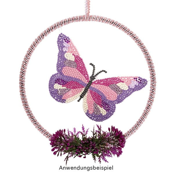 Perlen-Band, 10m lang, Perlen: Ø 3mm, transparent, rosa
