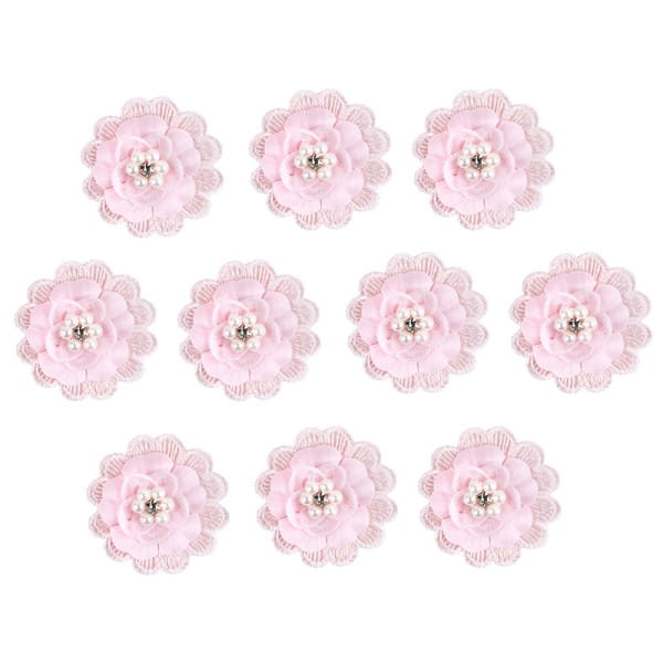Spitzen-Blüten, mit Perlen, Ø 5cm, rosa, 10 Stück