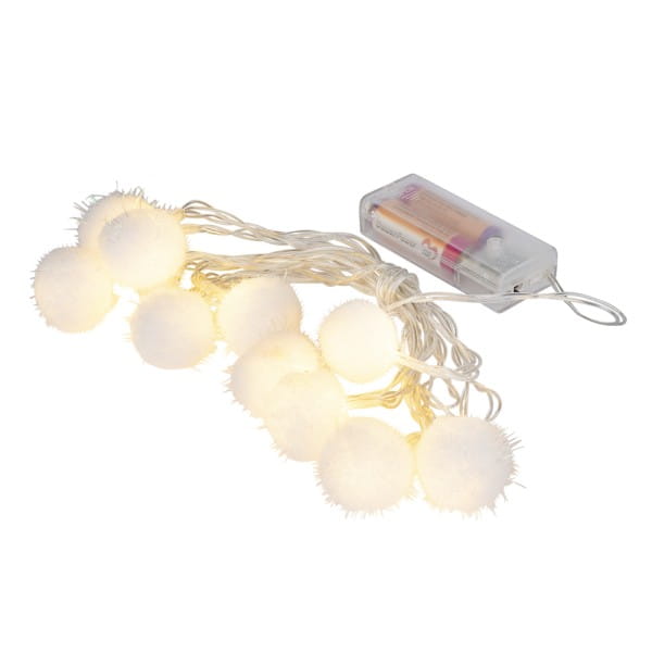 LED-Lichterkette, irisierende Pompons, weiß, 10 LEDs in Warmweiß, 3,5m lang, Timer | Lichterketten | LED & Leucht-Deko | Deko- & Geschenkartikel