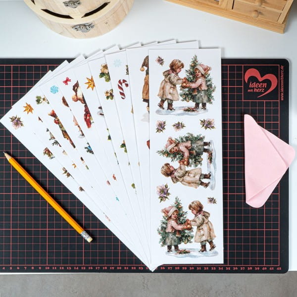 Transparent-Sticker, Winter-Kinder, verschiedene Designs, 10cm x 30cm, 10 Bogen