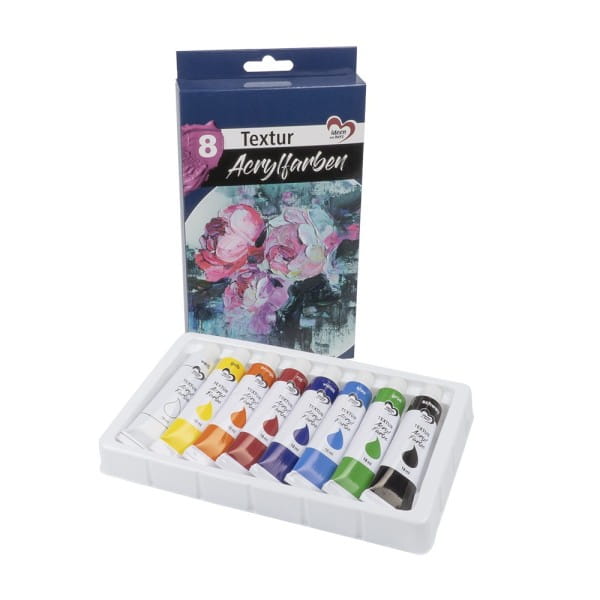 Textur-Acrylfarben, 8 verschiedene Farben, je 18ml
