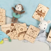 Meilensteinkarten Baby, Mein erstes Jahr, aus Holz, beidseitig gestaltet, 20 Stück