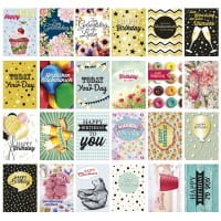 Postkarten, Geburtstag, 10,5cm x 14,8cm, 250 g/m², 24 verschiedene Designs, 24 Stück