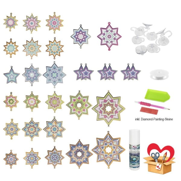 Bastelbox: Diamond-Painting-Sterne, Modern, 41-teilig