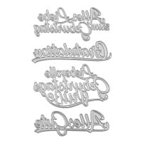 Stanzschablonen, Schriften, Geburtstagswünsche, 2,5cm bis 8,3cm, 4 Stück