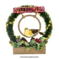 Deko-Federvögel, Sortierung 1, 3,3cm x 8cm x 3,2cm, je 2x gelb, rosa, dunkelgrün, 6 Stück