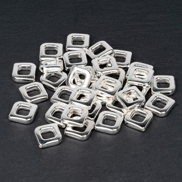 Perlenrahmen, Design 2, 1,3cm x 1,3cm, silberfarben, 33 Stück