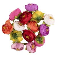 Deko-Blüten, Ranunkel 2, Ø 4cm, verschiedene Farben, 14 Stück