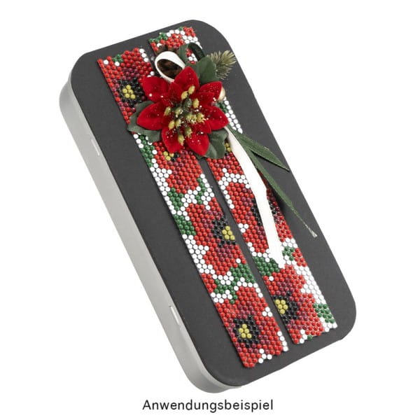 Deko-Blüten Weihnachtsstern 1, Ø 8cm, rot mit grünen Blättern, 15 Stück