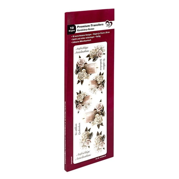 Premium-Transfers, Kondolenz-Kerzen, 10cm x 30cm, farbig, 10 Bogen