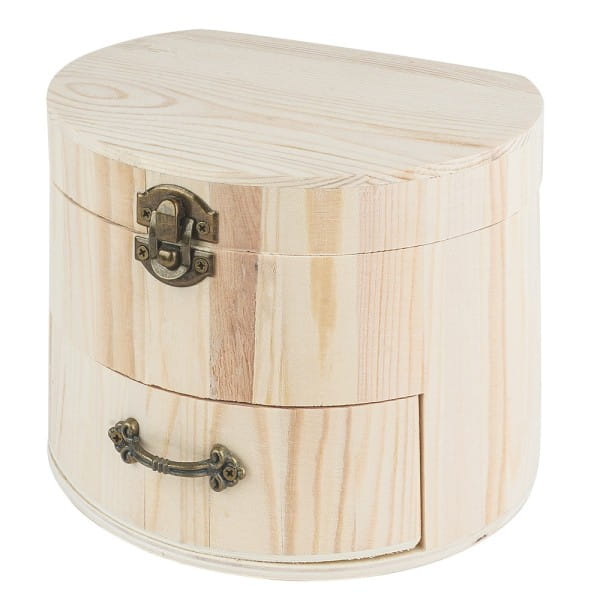 Schmuckkästchen, Holz, 16,5cm x 13,5cm x 12,5cm, mit Schublade und verschließbarem Deckel