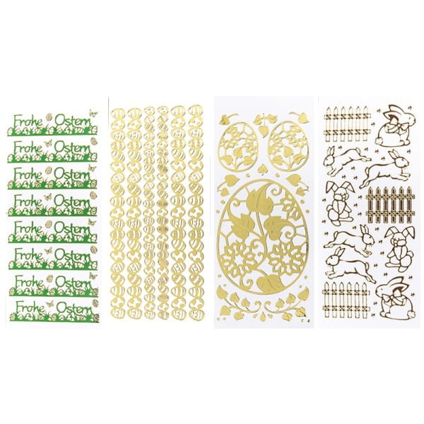 Stickerbogen, Ostern, Spiegelfolie, verschiedene Farben, 4 Stück