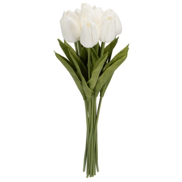 Deko-Blumen, Tulpen, 33cm lang, weiß, realistische Optik, 10 Stück