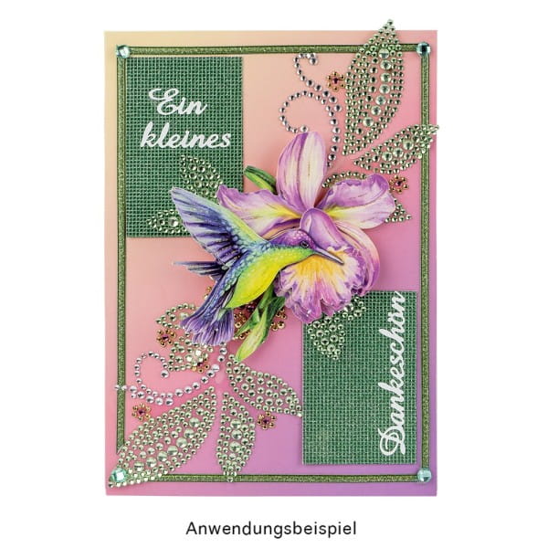 Strass-Ornamente, Sortierung 1, mehrfarbig, teilweise mit Veredelung, 5 Bogen
