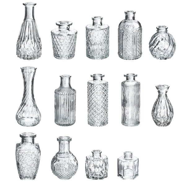 Glas-Vasen, verschiedene Designs & Größen, 14 Stück | Flaschen | Deko-Artikel | Deko- & Geschenkartikel