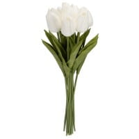 Deko-Blumen, Tulpen, 33cm lang, weiß, realistische Optik, 10 Stück