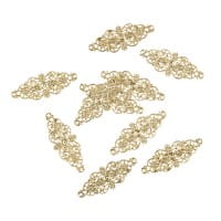 Metall-Ornamente, Design 19, 6,2cm x 2,4cm, hellgold, 10 Stück