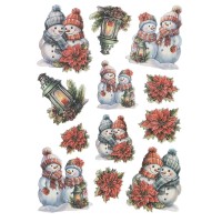 3-D Relief-Sticker, Schneemann-Familie 3, verschiedene Größen, selbstklebend