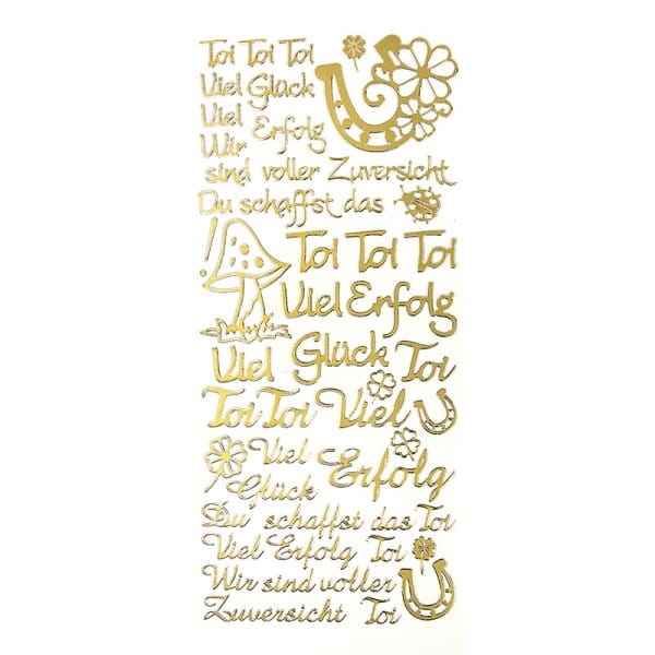 Sticker, Schriften, "Viel Glück/Erfolg", uvm., Perlmuttfolie, gold