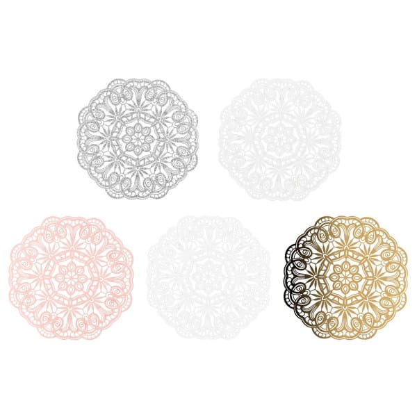 Laser-Kartenaufleger, Zierdeckchen, Ornament 16, Ø 14cm, 220 g/m², 5 Farbtöne, 20 Stück