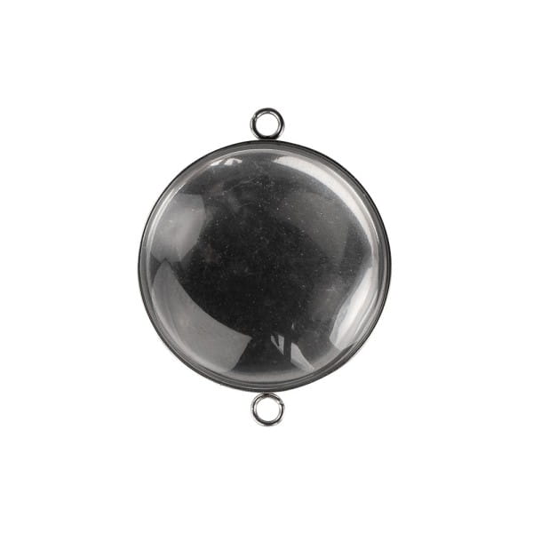 Schmuckanhänger & Cabochons, rund, mit 2 Ösen, Ø27mm, mit passendem Cabochons, Ø25mm, klar, 5 Stück