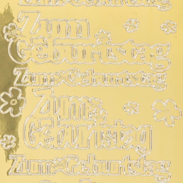 Sticker, Zum Geburtstag, Spiegelfolie, gold