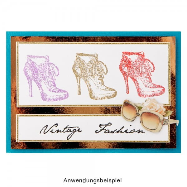 Feinkontur-Stempel, Motive auf Trägerfolie, Vintage Fashion