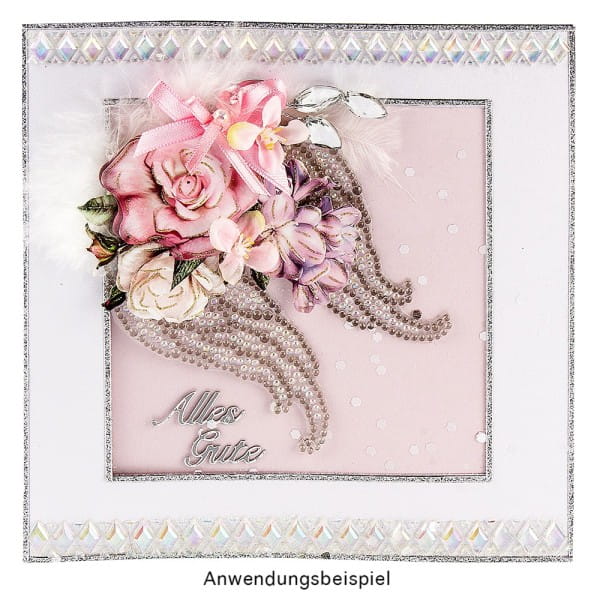 Kristallkunst, Flügel, selbstklebend, 10cm x 30cm, klar irisierend, anthrazit