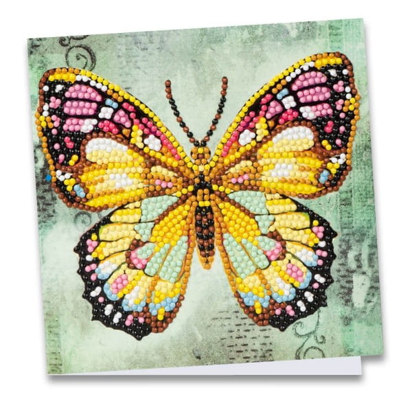 Diamond-Painting-Grußkarte, Schmetterling, 16cm x 16cm, inkl. Zubehör