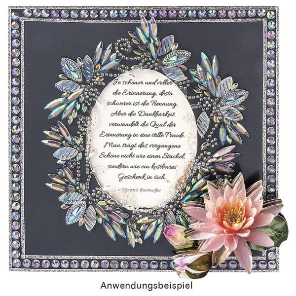 Kristallkunst, Lotus-Ornament, 10cm x 30cm, selbstklebend, klar irisierend